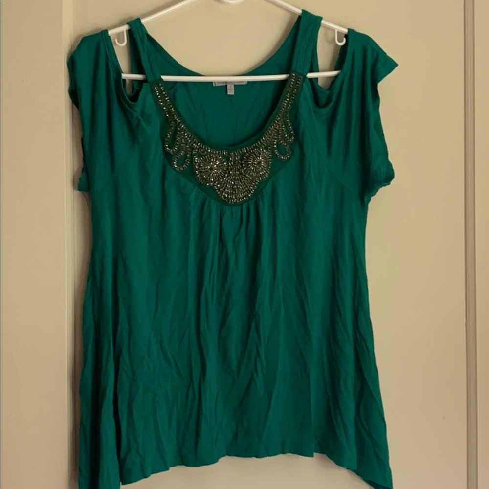 2 for $15 Charlotte Russe green cold shoulder top